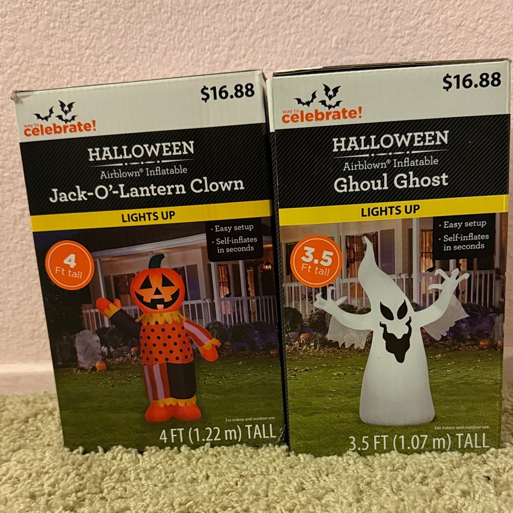 Inflatable Jack-O'-Lantern Clown & Ghoul Ghost